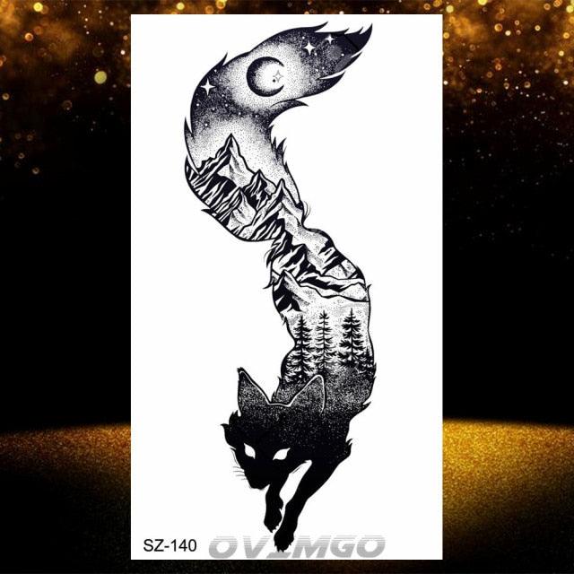 Elegant Animal Waterproof Temporary Tattoos Sticker Astronaut Fake Tattoo Planets Star Space Modern Colorful Realistic Design For Womens - TaTTTy
