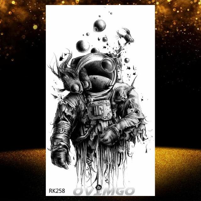 Elegant Animal Waterproof Temporary Tattoos Sticker Astronaut Fake Tattoo Planets Star Space Modern Colorful Realistic Design For Womens - TaTTTy