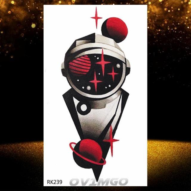 Elegant Animal Waterproof Temporary Tattoos Sticker Astronaut Fake Tattoo Planets Star Space Modern Colorful Realistic Design For Womens - TaTTTy