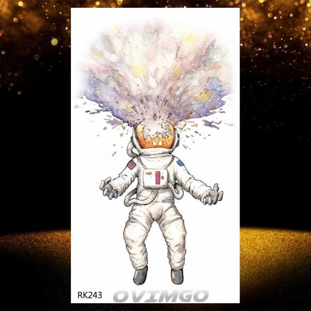 Elegant Animal Waterproof Temporary Tattoos Sticker Astronaut Fake Tattoo Planets Star Space Modern Colorful Realistic Design For Womens - TaTTTy