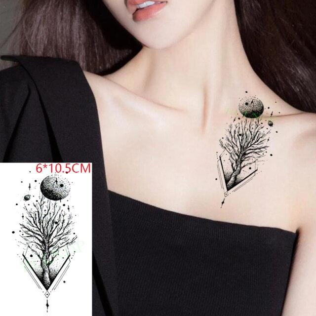 Elegant Black Music Notes Waterproof Sticker Tattoos Temporary Chest Shoulder Tattoos For Men Women - TaTTTy