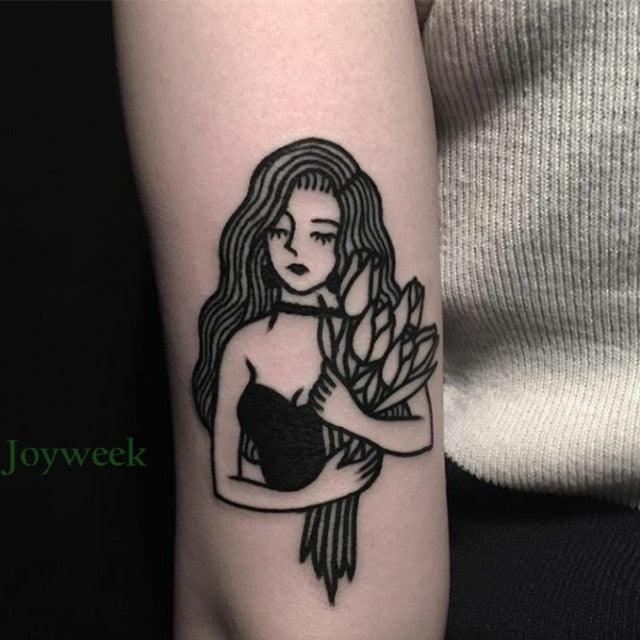 Elegant Black Music Notes Waterproof Sticker Tattoos Temporary Chest Shoulder Tattoos For Men Women - TaTTTy