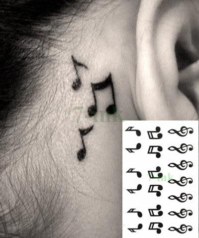 Elegant Black Music Notes Waterproof Sticker Tattoos Temporary Chest Shoulder Tattoos For Men Women - TaTTTy