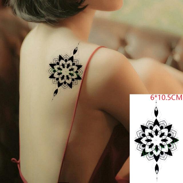 Elegant Black Music Notes Waterproof Sticker Tattoos Temporary Chest Shoulder Tattoos For Men Women - TaTTTy
