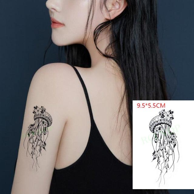 Elegant Black Music Notes Waterproof Sticker Tattoos Temporary Chest Shoulder Tattoos For Men Women - TaTTTy