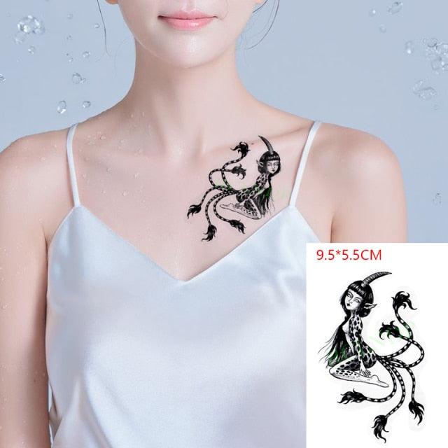 Elegant Black Music Notes Waterproof Sticker Tattoos Temporary Chest Shoulder Tattoos For Men Women - TaTTTy