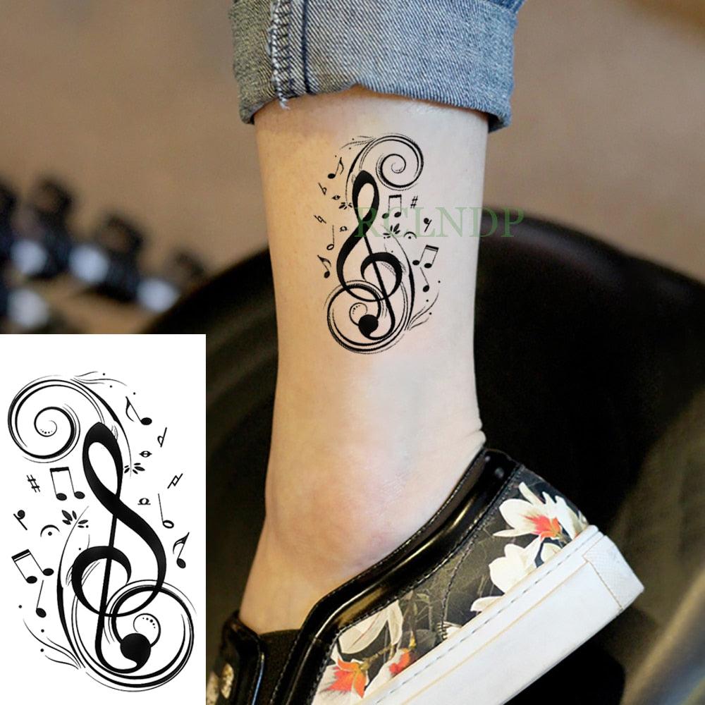 Elegant Black Music Notes Waterproof Sticker Tattoos Temporary Chest Shoulder Tattoos For Men Women - TaTTTy