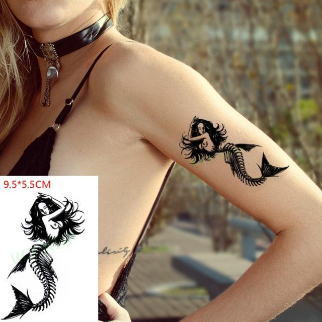 Elegant Black Music Notes Waterproof Sticker Tattoos Temporary Chest Shoulder Tattoos For Men Women - TaTTTy