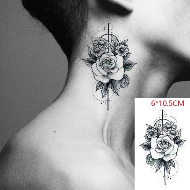 Elegant Black Music Notes Waterproof Sticker Tattoos Temporary Chest Shoulder Tattoos For Men Women - TaTTTy