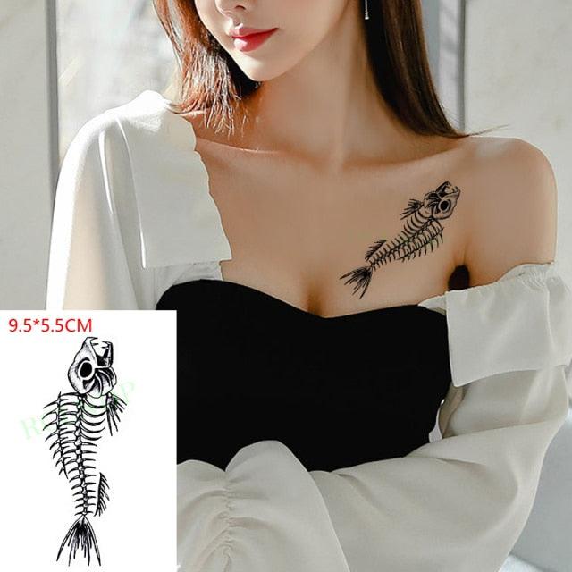 Elegant Black Music Notes Waterproof Sticker Tattoos Temporary Chest Shoulder Tattoos For Men Women - TaTTTy
