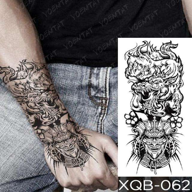 Elegant Black Waterproof Temporary Tattoo Sticker Lion Tiger Bear Flash Tattoos Leopard Wolf Colorful Big Tattoo Stickers For Mens Womens - TaTTTy