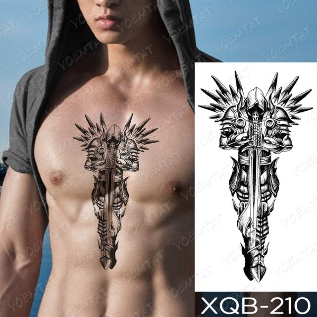 Elegant Black Waterproof Temporary Tattoo Sticker Lion Tiger Bear Flash Tattoos Leopard Wolf Colorful Big Tattoo Stickers For Mens Womens - TaTTTy