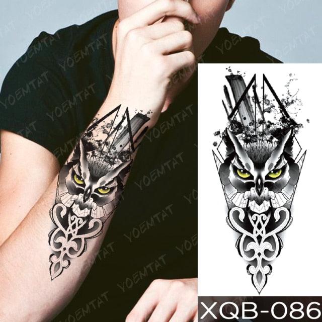 Elegant Black Waterproof Temporary Tattoo Sticker Lion Tiger Bear Flash Tattoos Leopard Wolf Colorful Big Tattoo Stickers For Mens Womens - TaTTTy