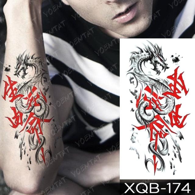 Elegant Black Waterproof Temporary Tattoo Sticker Lion Tiger Bear Flash Tattoos Leopard Wolf Colorful Big Tattoo Stickers For Mens Womens - TaTTTy