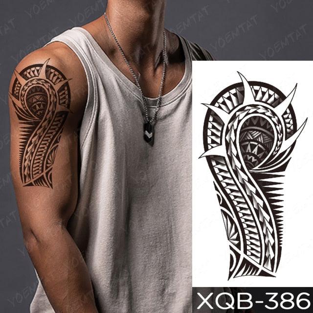 Elegant Black Waterproof Temporary Tattoo Sticker Lion Tiger Bear Flash Tattoos Leopard Wolf Colorful Big Tattoo Stickers For Mens Womens - TaTTTy