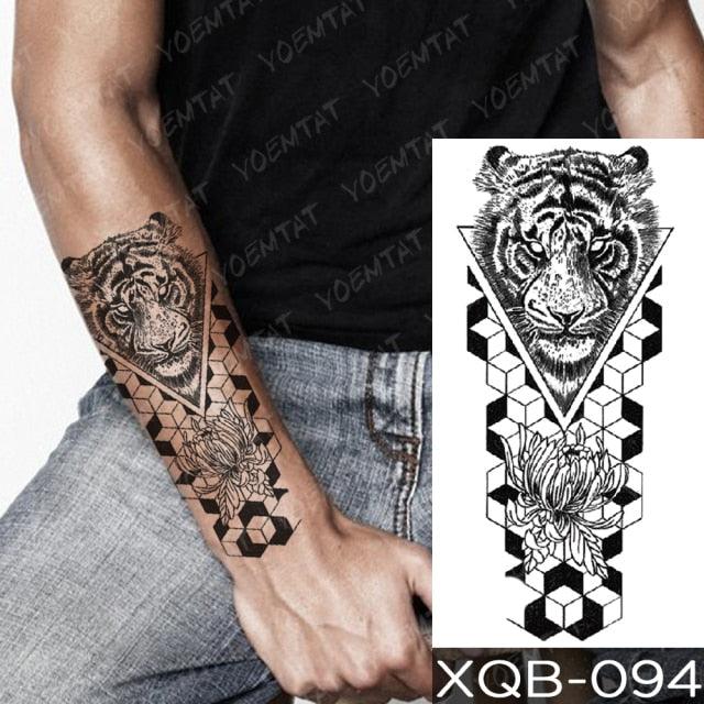 Elegant Black Waterproof Temporary Tattoo Sticker Lion Tiger Bear Flash Tattoos Leopard Wolf Colorful Big Tattoo Stickers For Mens Womens - TaTTTy