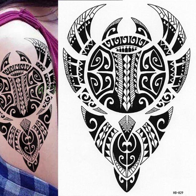 Elegant Temporary Waterproof Tattoos Big Tribal Sticker Black Large Body Art Makeup Fake Tattoo For Mens Womens - TaTTTy
