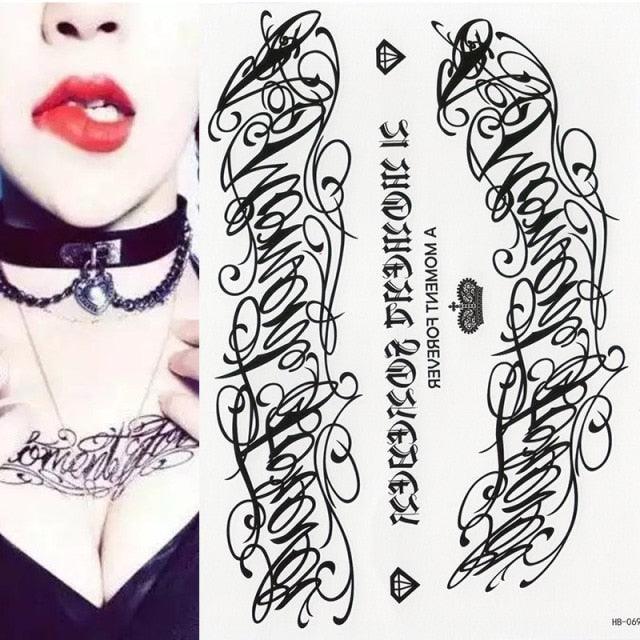 Elegant Temporary Waterproof Tattoos Big Tribal Sticker Black Large Body Art Makeup Fake Tattoo For Mens Womens - TaTTTy