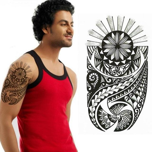 Elegant Temporary Waterproof Tattoos Big Tribal Sticker Black Large Body Art Makeup Fake Tattoo For Mens Womens - TaTTTy