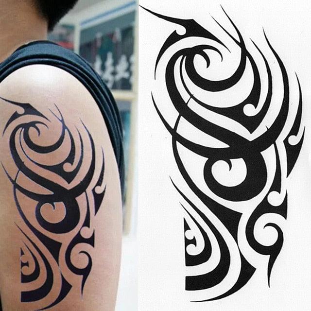 Elegant Temporary Waterproof Tattoos Big Tribal Sticker Black Large Body Art Makeup Fake Tattoo For Mens Womens - TaTTTy