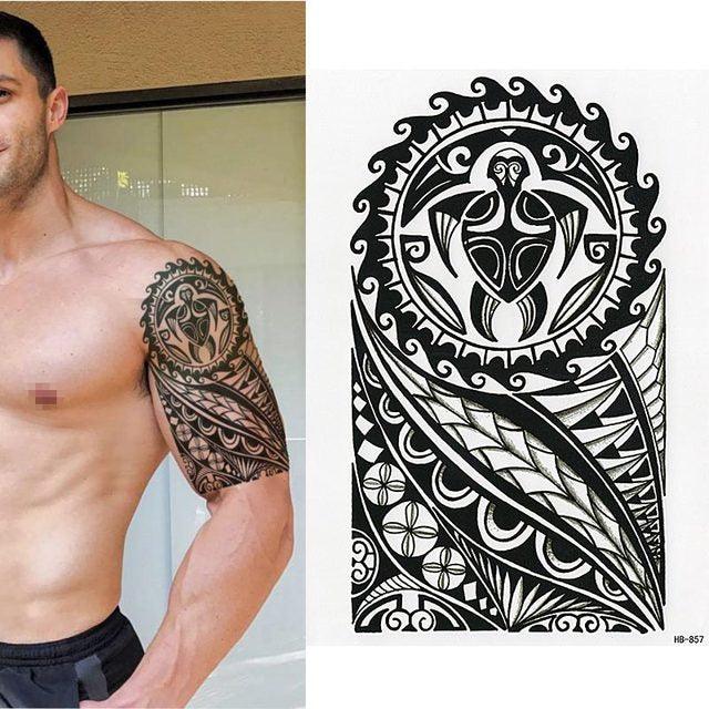Elegant Temporary Waterproof Tattoos Big Tribal Sticker Black Large Body Art Makeup Fake Tattoo For Mens Womens - TaTTTy