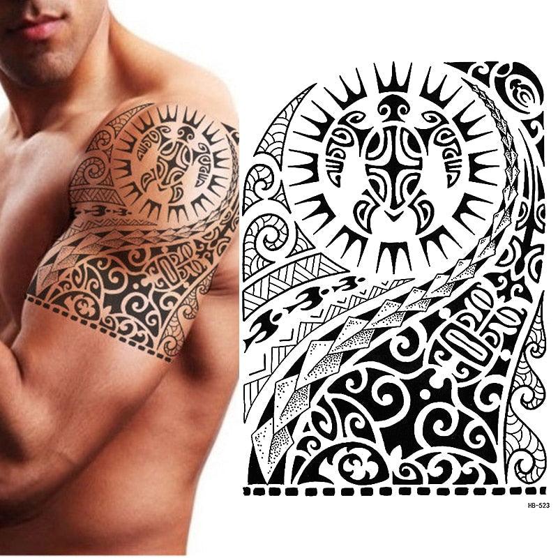 Elegant Temporary Waterproof Tattoos Big Tribal Sticker Black Large Body Art Makeup Fake Tattoo For Mens Womens - TaTTTy