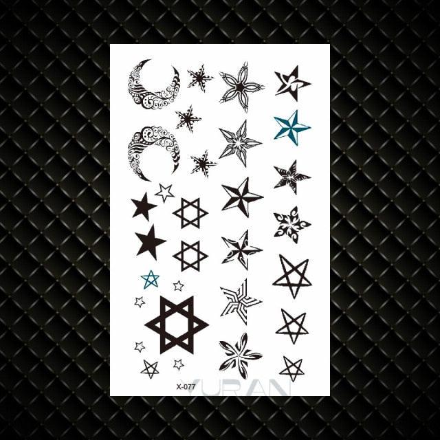 Fashion Small Sexy Black Temporary Waterproof Tattoo Cute Star Heart Tattoos Sticker Body Finger Tattoo For Kids Womens - TaTTTy