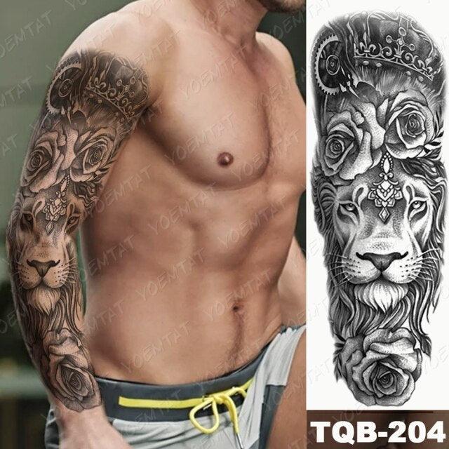 Full Women Man Realistic Waterproof Temporary Tattoo Tiger Stickers Luxury Big Design For Arm Thigh - TaTTTy