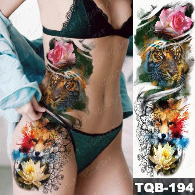 Full Women Man Realistic Waterproof Temporary Tattoo Tiger Stickers Luxury Big Design For Arm Thigh - TaTTTy