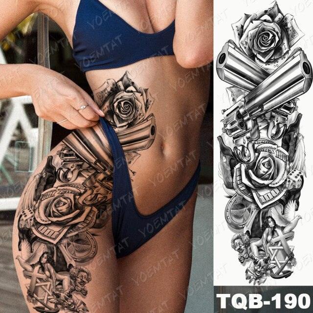 Full Women Man Realistic Waterproof Temporary Tattoo Tiger Stickers Luxury Big Design For Arm Thigh - TaTTTy