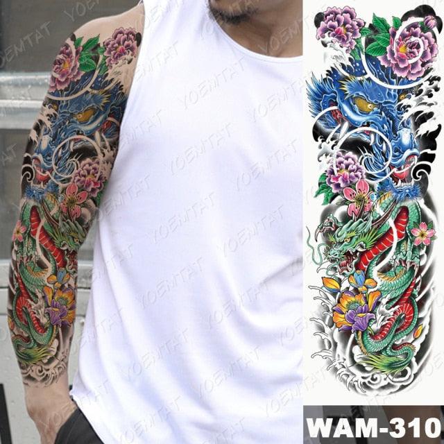 Large Tattoo Sleeve Arm Waterproof Temporary Sticker Tiger Fox For Arm Luxury Colorful Design - TaTTTy