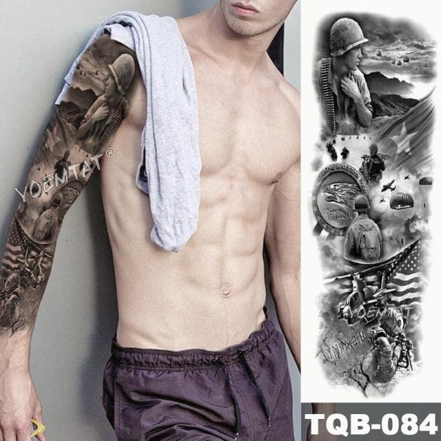 Large Tattoo Sleeve Arm Waterproof Temporary Sticker Tiger Fox For Arm Luxury Colorful Design - TaTTTy