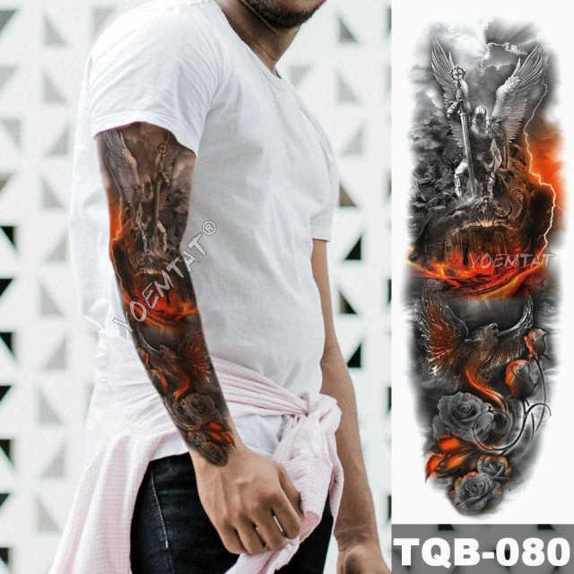 Large Tattoo Sleeve Arm Waterproof Temporary Sticker Tiger Fox For Arm Luxury Colorful Design - TaTTTy