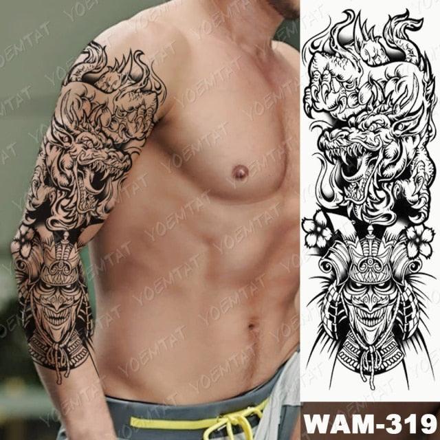 Large Tattoo Sleeve Arm Waterproof Temporary Sticker Tiger Fox For Arm Luxury Colorful Design - TaTTTy