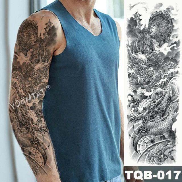 Large Tattoo Sleeve Arm Waterproof Temporary Sticker Tiger Fox For Arm Luxury Colorful Design - TaTTTy