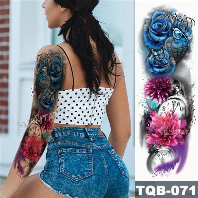 Large Tattoo Sleeve Arm Waterproof Temporary Sticker Tiger Fox For Arm Luxury Colorful Design - TaTTTy
