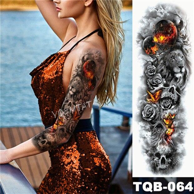 Large Tattoo Sleeve Arm Waterproof Temporary Sticker Tiger Fox For Arm Luxury Colorful Design - TaTTTy