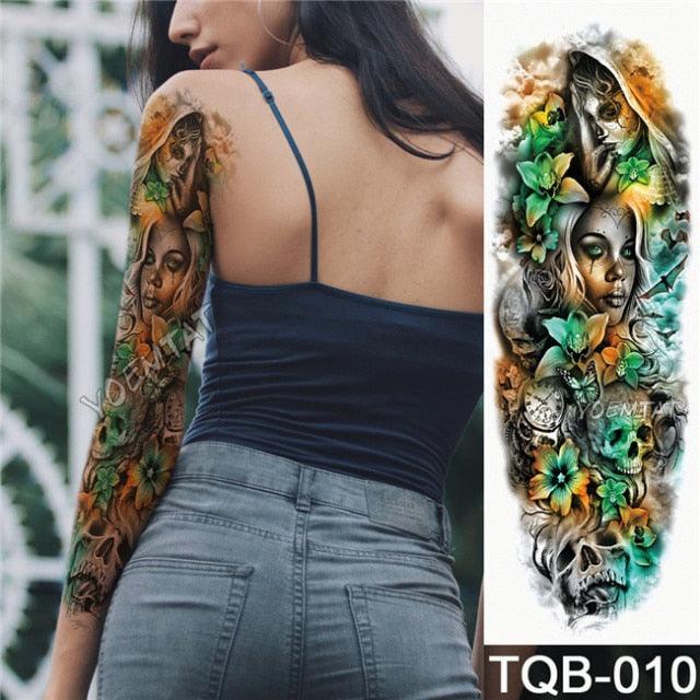 Large Tattoo Sleeve Arm Waterproof Temporary Sticker Tiger Fox For Arm Luxury Colorful Design - TaTTTy