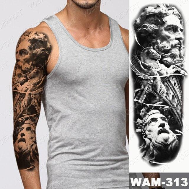 Large Tattoo Sleeve Arm Waterproof Temporary Sticker Tiger Fox For Arm Luxury Colorful Design - TaTTTy