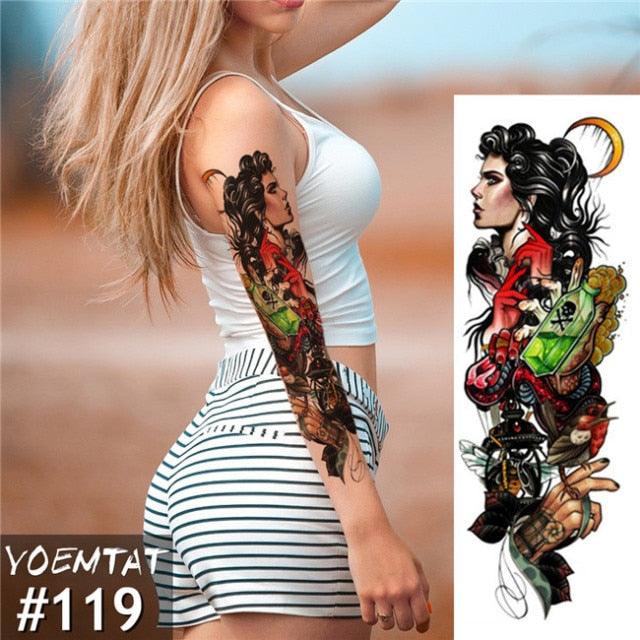 Large Tattoo Sleeve Arm Waterproof Temporary Sticker Tiger Fox For Arm Luxury Colorful Design - TaTTTy