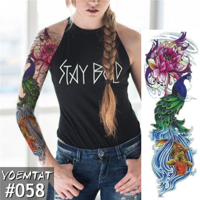 Large Tattoo Sleeve Arm Waterproof Temporary Sticker Tiger Fox For Arm Luxury Colorful Design - TaTTTy
