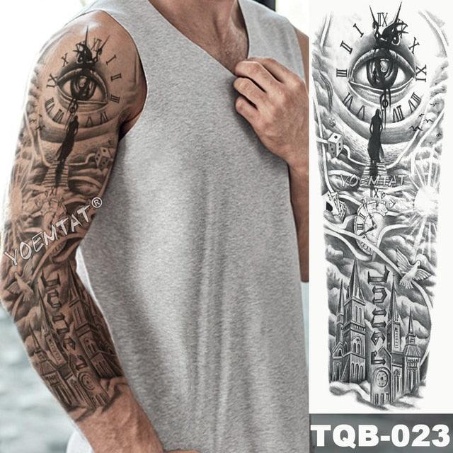 Large Tattoo Sleeve Arm Waterproof Temporary Sticker Tiger Fox For Arm Luxury Colorful Design - TaTTTy