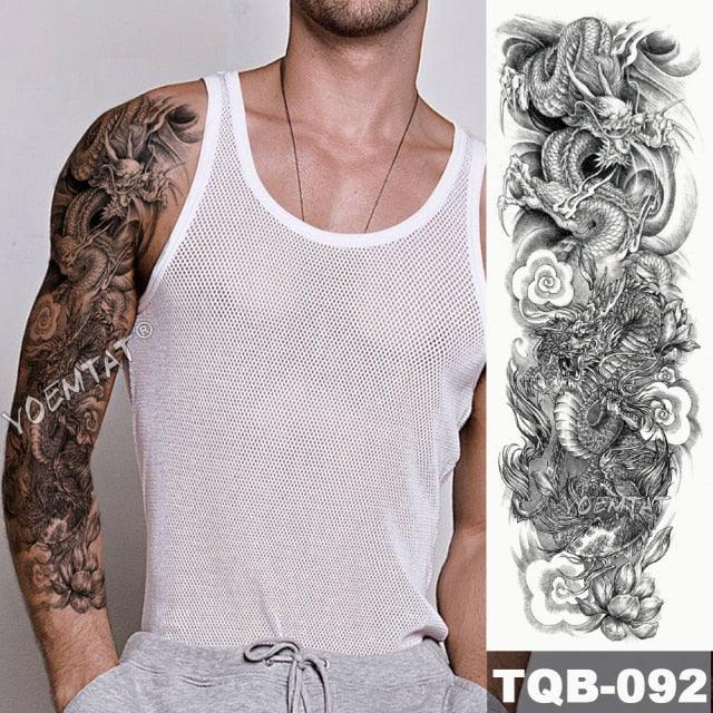 Large Tattoo Sleeve Arm Waterproof Temporary Sticker Tiger Fox For Arm Luxury Colorful Design - TaTTTy
