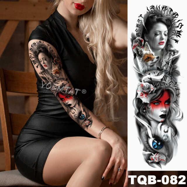 Large Tattoo Sleeve Arm Waterproof Temporary Sticker Tiger Fox For Arm Luxury Colorful Design - TaTTTy