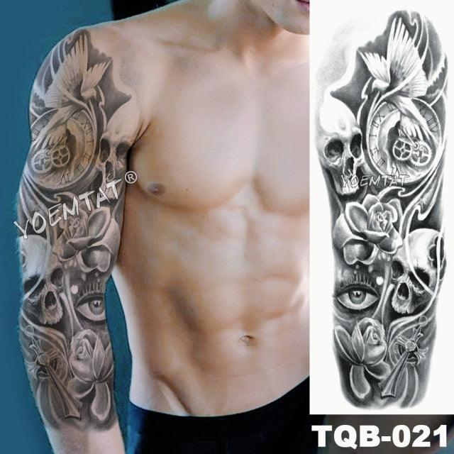 Large Tattoo Sleeve Arm Waterproof Temporary Sticker Tiger Fox For Arm Luxury Colorful Design - TaTTTy