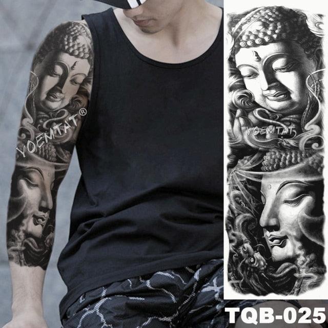 Large Tattoo Sleeve Arm Waterproof Temporary Sticker Tiger Fox For Arm Luxury Colorful Design - TaTTTy
