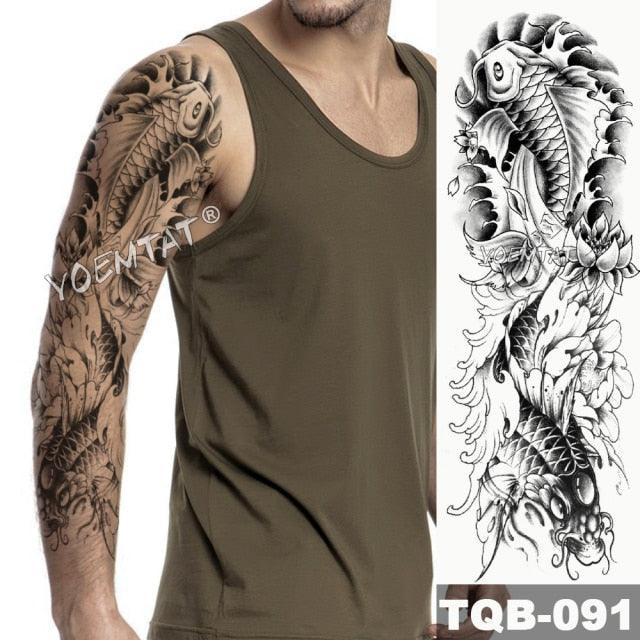 Large Tattoo Sleeve Arm Waterproof Temporary Sticker Tiger Fox For Arm Luxury Colorful Design - TaTTTy