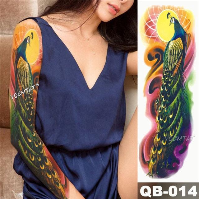 Large Tattoo Sleeve Arm Waterproof Temporary Sticker Tiger Fox For Arm Luxury Colorful Design - TaTTTy