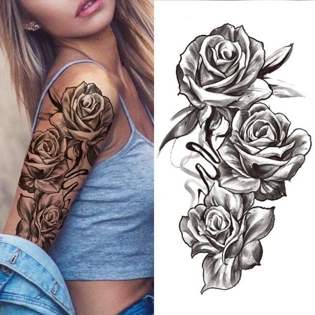 Luxury Black Forest Tiger Wolf Tattoo Sticker Temporary Tattoo Animals Colorful Big Tattoo Stickers For Mens Womens - TaTTTy