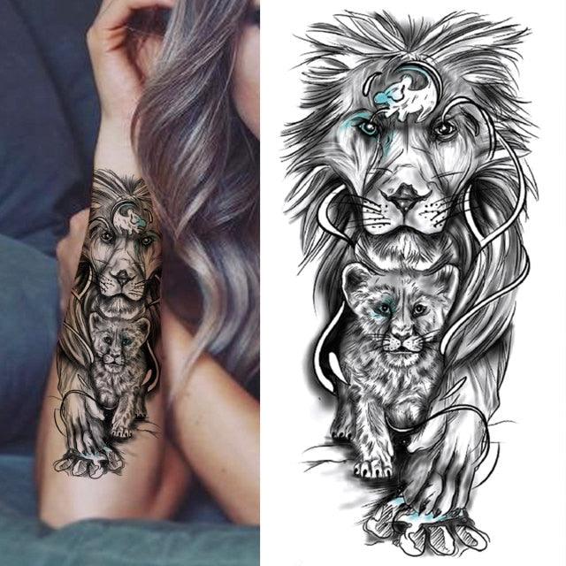 Luxury Black Forest Tiger Wolf Tattoo Sticker Temporary Tattoo Animals Colorful Big Tattoo Stickers For Mens Womens - TaTTTy